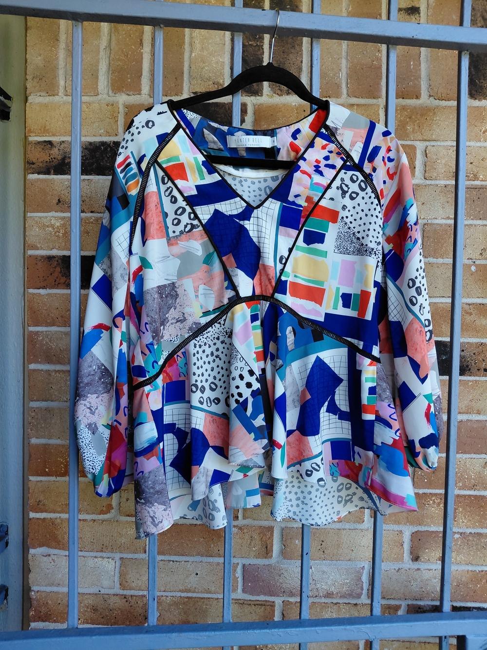 Abstract Multicolor V-Neck Women’s Blouse